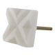 White Square Cross Cut Marble Stone Cabinet Knobs